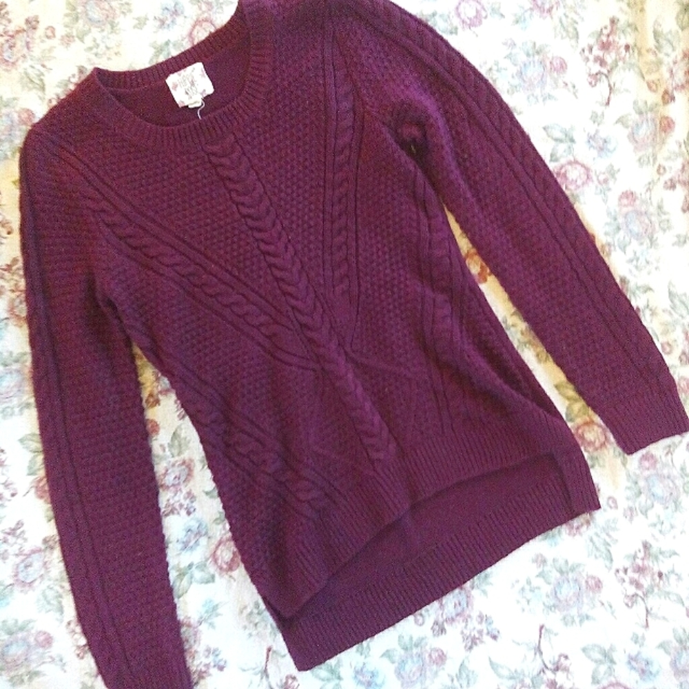 Hippie Rose Purple Cable Knit Sweater